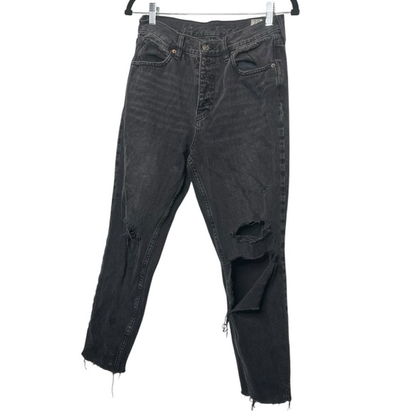 Free People Distressed High Rise Black Jeans - Size 28 - Picture 1 of 2